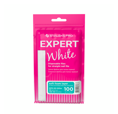 Сменные файлы белые на мягкой основе для пилки прямой Staleks Expert 20 100 грит, 30 шт 4063 фото