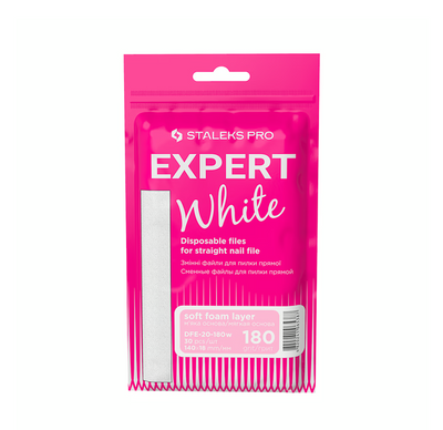 Сменные файлы белые на мягкой основе для пилки прямой Staleks Expert 20 180 грит, 30 шт 4064 фото
