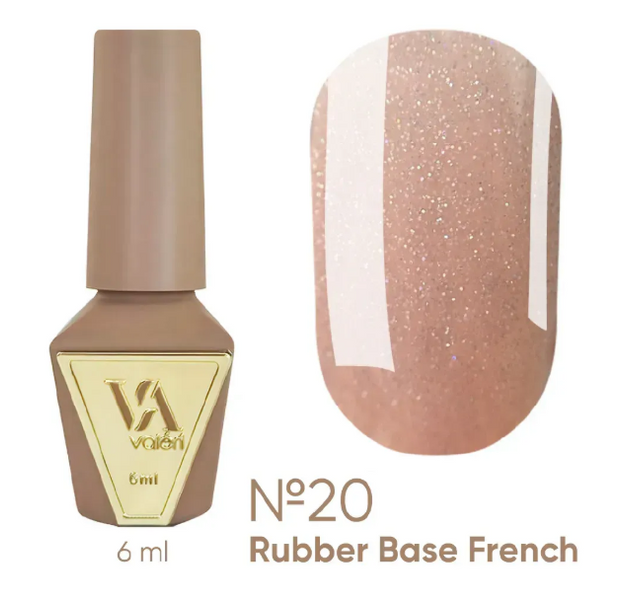 Камуфлююча база Valeri Rubber Base French #20 з шимером, 6 мл 5638 фото