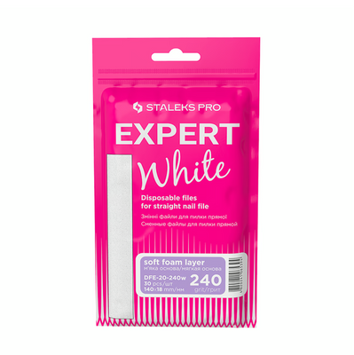 Сменные файлы белые на мягкой основе для пилки прямой Staleks Expert 20 240 грит, 30 шт 4065 фото