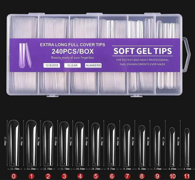 Гелеві тіпси екстрадовгі Soft Gel Tips Квадрат, 240 шт 5593 фото