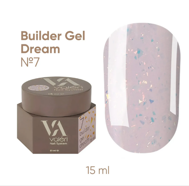 Білдер гель з поталлю Valeri Dream Builder Gel #07, 15 мл 5477 фото