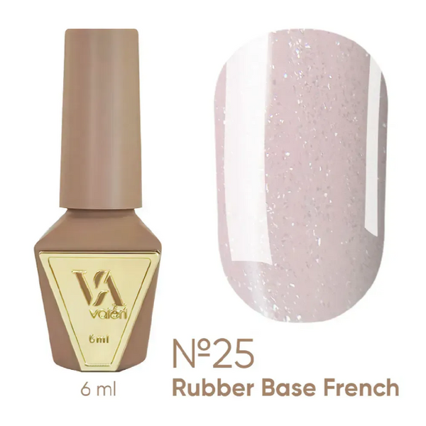 Камуфлююча база Valeri Rubber Base French #25 з шимером, 6 мл 5644 фото