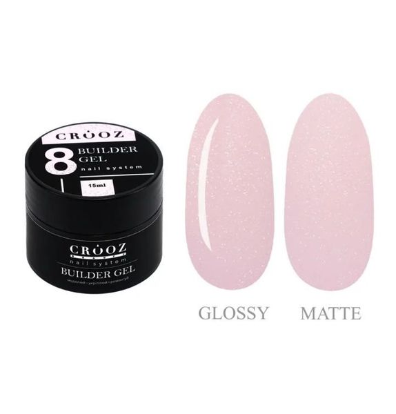 Білдер гель Crooz One Phase Builder Gel #8 Shimmer Pink, 15 мл 2878 фото