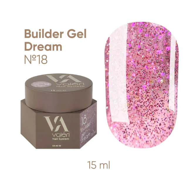 Білдер гель Valeri Dream Builder Gel #18, 15 мл 5608 фото