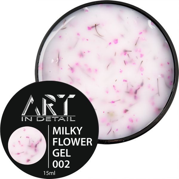 Гель з сухоцвітами ART Builder Gel Milky Flowers #02, 15 мл 4139 фото