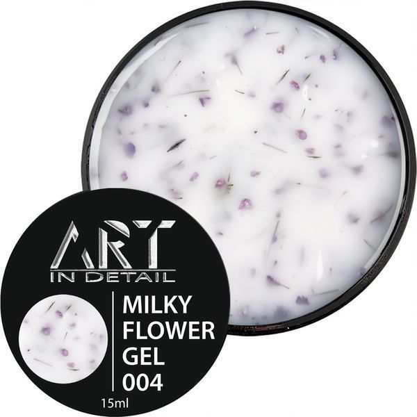 Гель з сухоцвітами ART Builder Gel Milky Flowers #04, 15 мл 4137 фото