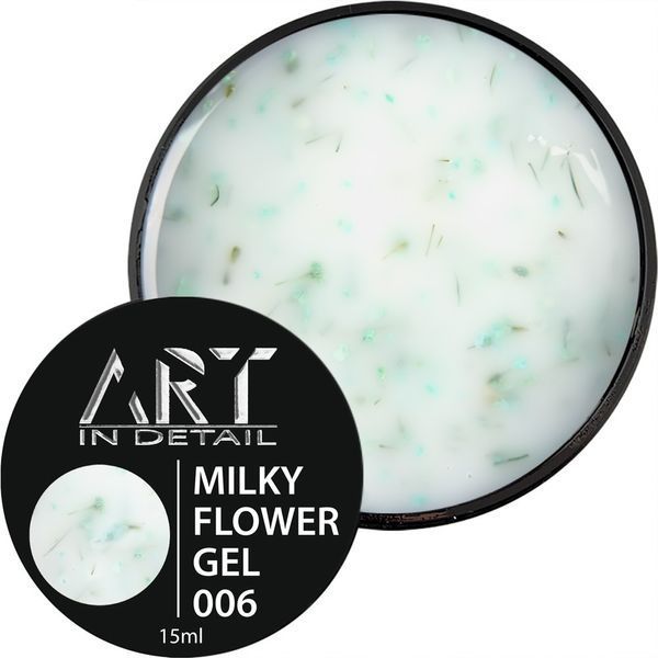 Гель з сухоцвітами ART Builder Gel Milky Flowers #06, 15 мл 4142 фото