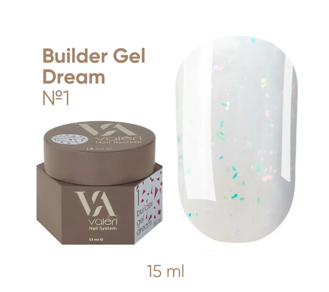 Білдер гель з поталлю Valeri Dream Builder Gel #01, 15 мл 5473 фото