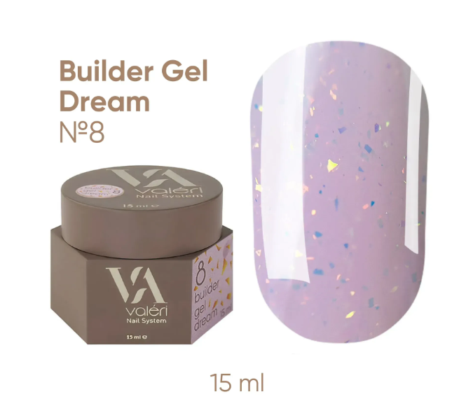 Білдер гель з поталлю Valeri Dream Builder Gel #08, 15 мл 5480 фото